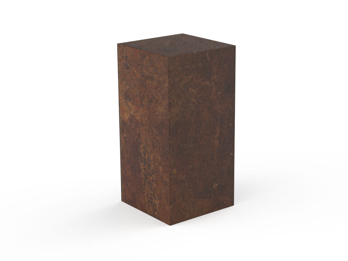 Bronzen urn in de vorm van een blok zijkant
