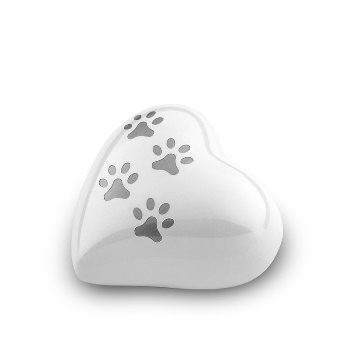 Dierenurn wit hartje met pootjes