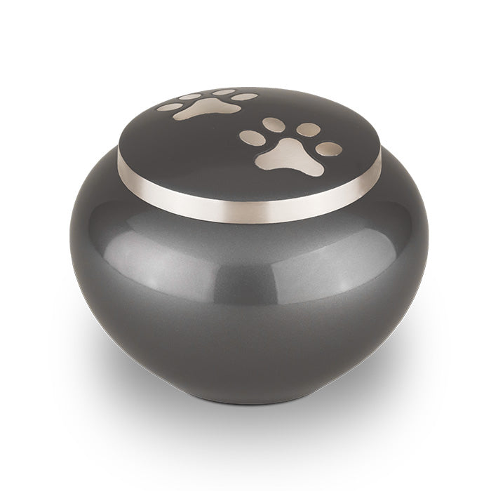Dierenurn in de kleur grijs van aluminium