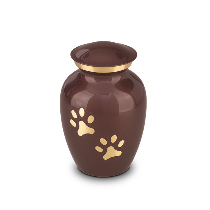 Dierenurn met poten bruin goud