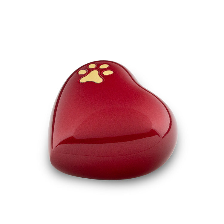 Dieren urn hart met pootje rood