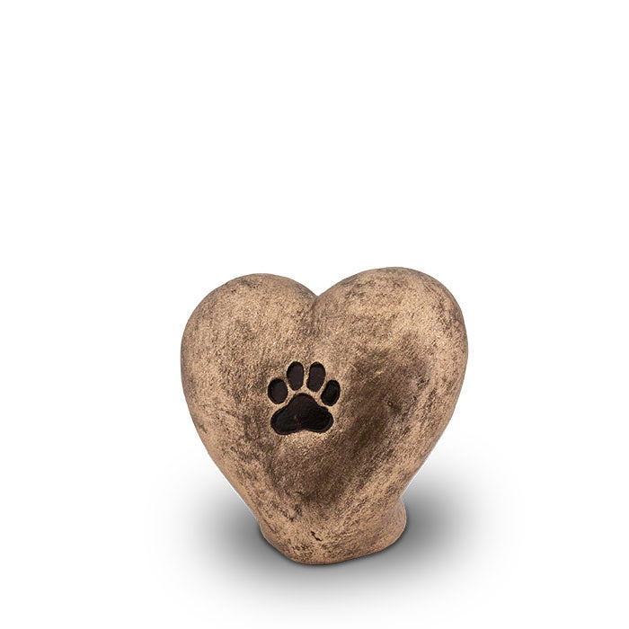 Dieren urn van keramiek hartje met pootje