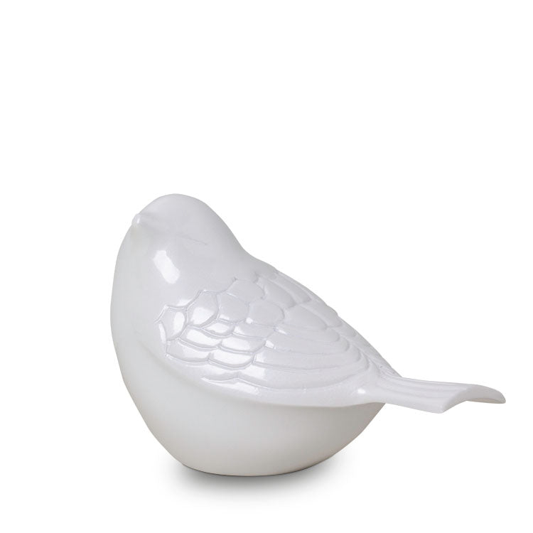 Dierenurn vogeltje zittend wit