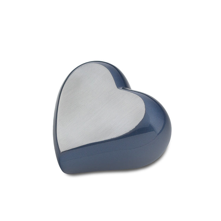 Hartje urn blauw zilver