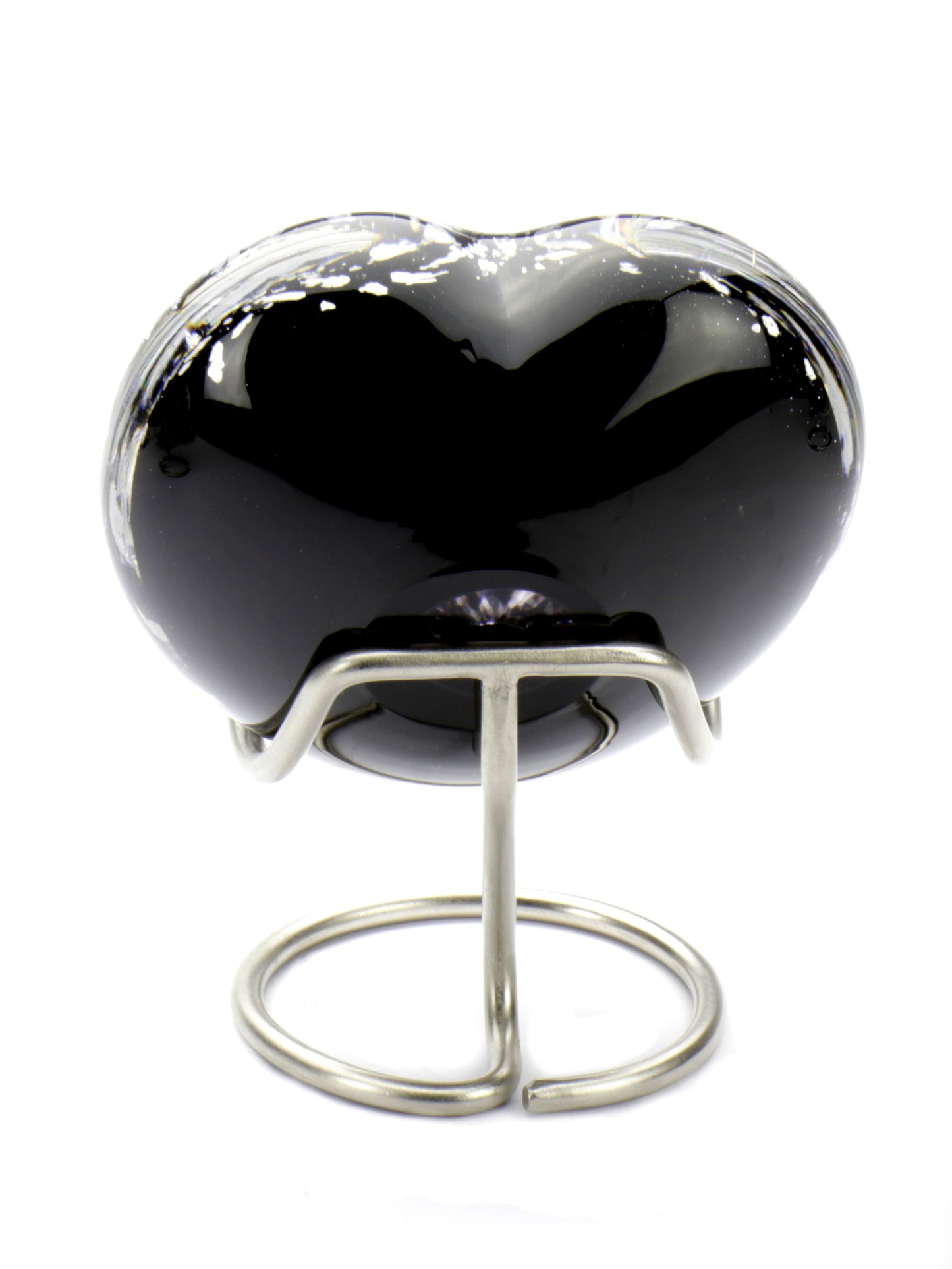 Hart van kristalglas in de kleur zwart zilver