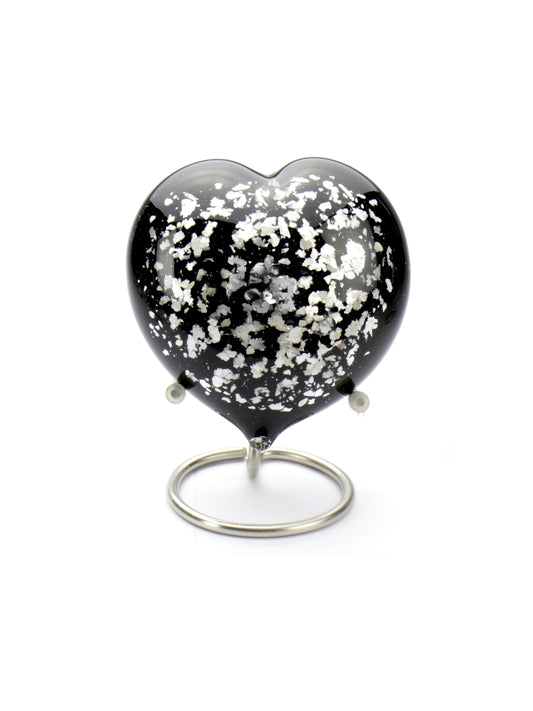 Hart van kristalglas in de kleur zwart zilver