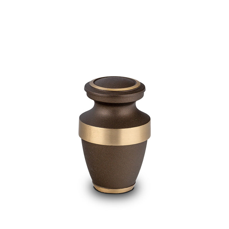 Moderne urn in de kleur bruin goud klein
