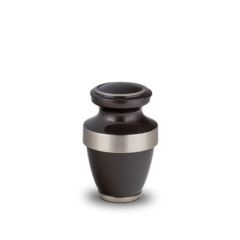 Moderene urn in de kleur zwart grijs klein
