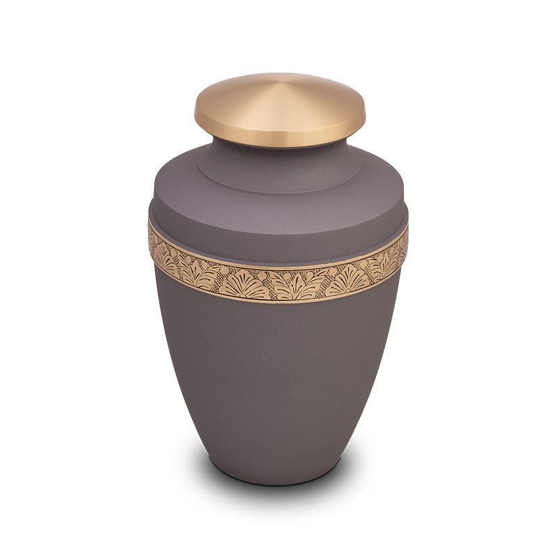 moderne urn in de kleur grijs goud