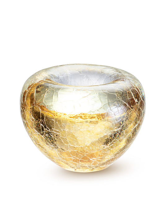 Theelicht urn van kristalglas in de kleur goud