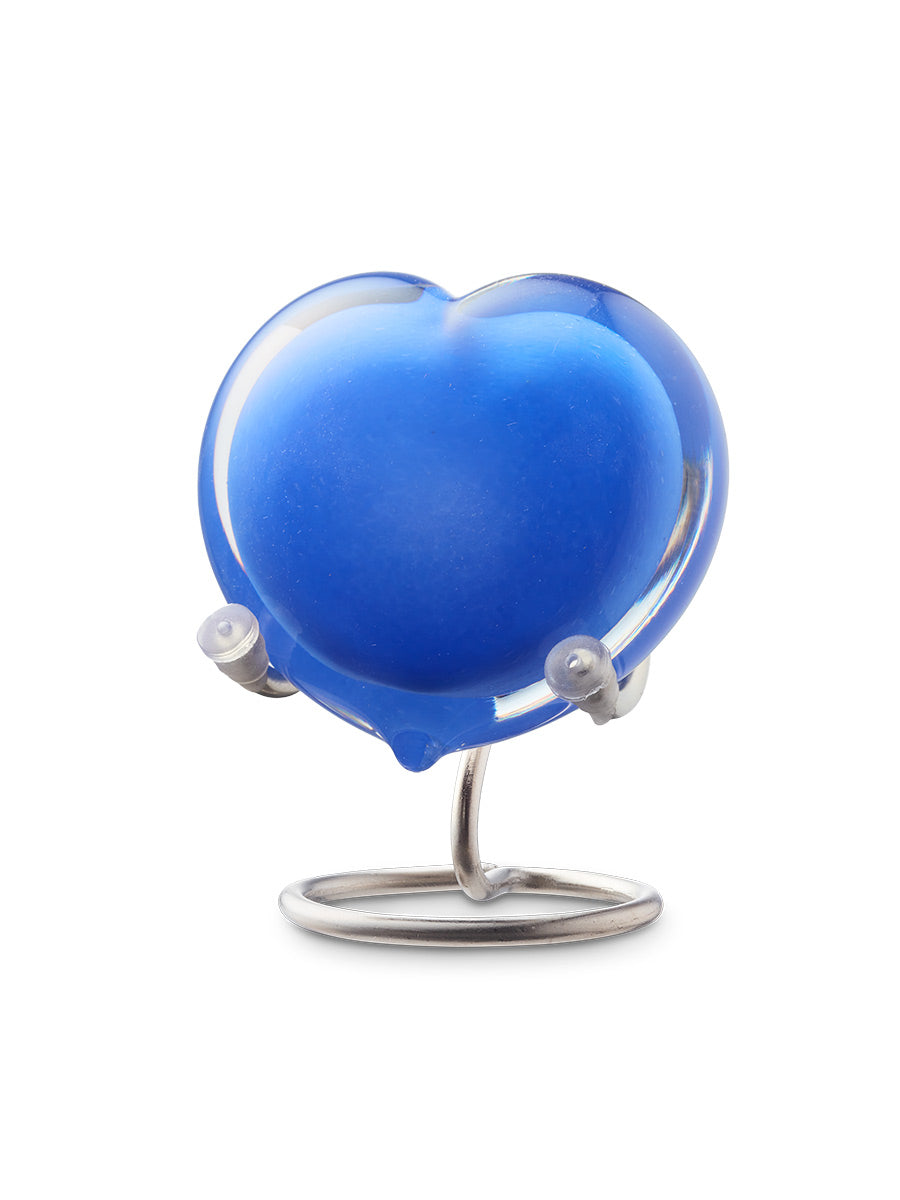 Urn in de vorm van een hart in de kleur blauw