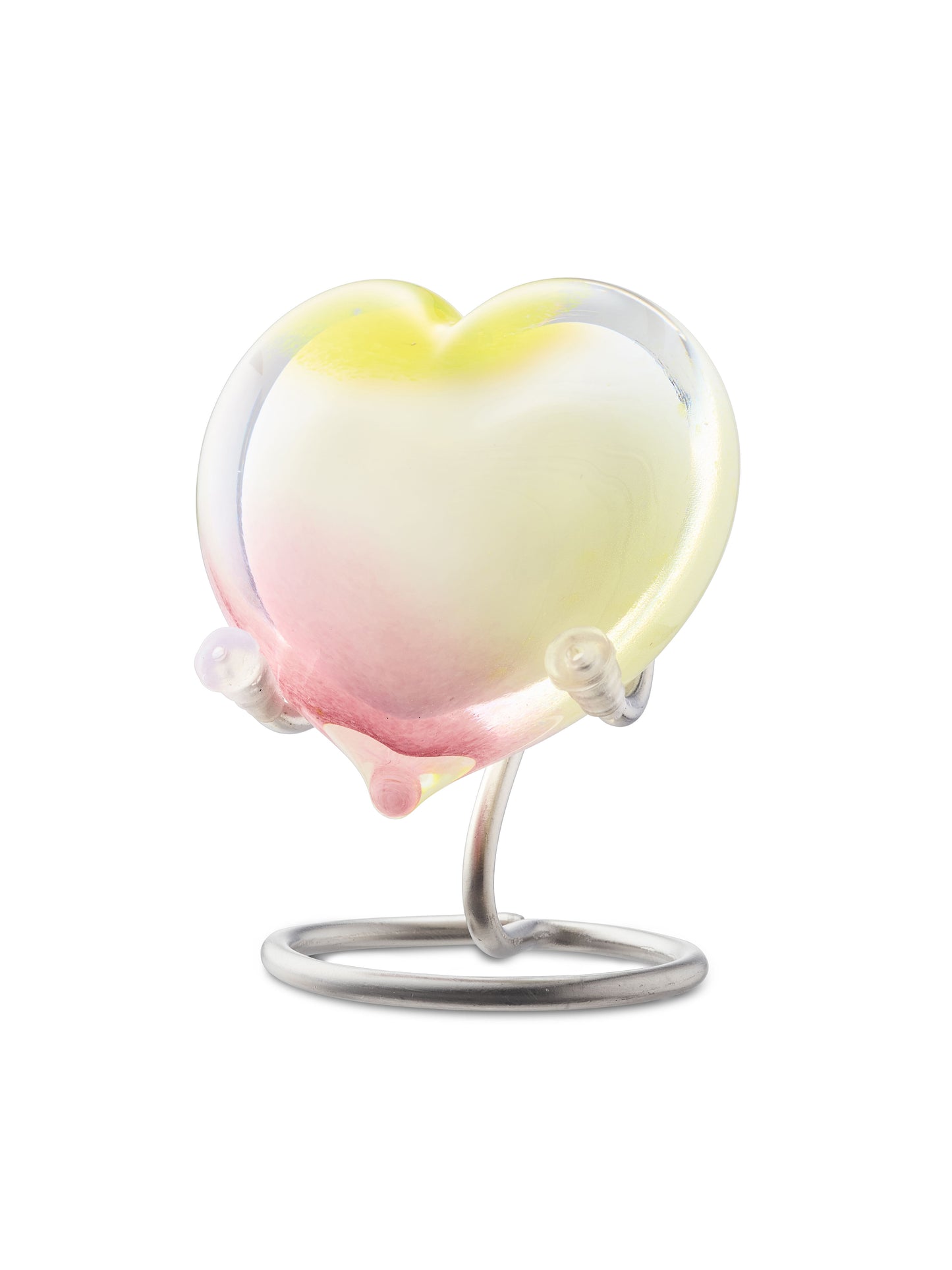 Urn in de vorm van een hart in de kleur roze geel