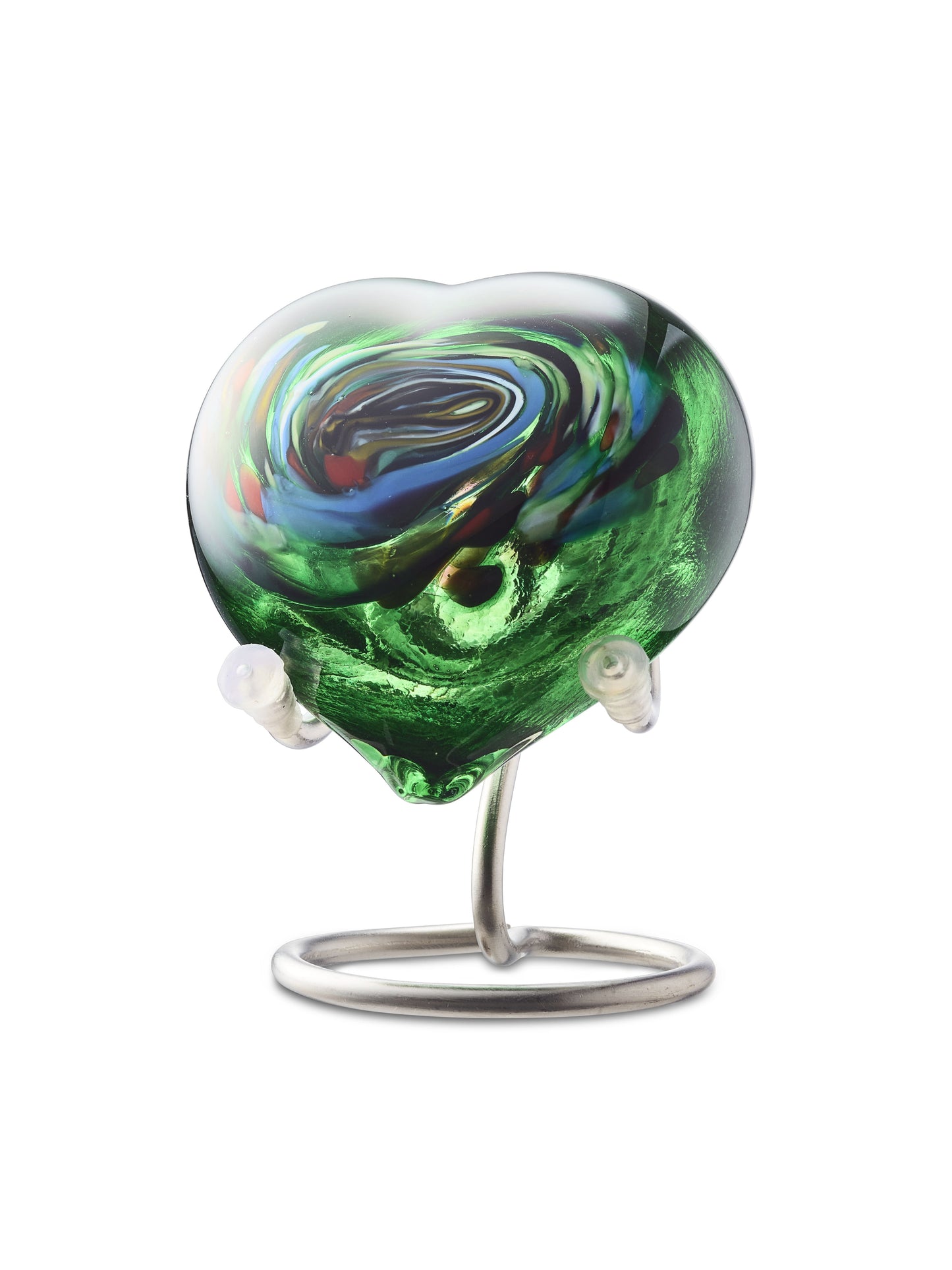 Urn in de vorm van een hart in de kleur groen