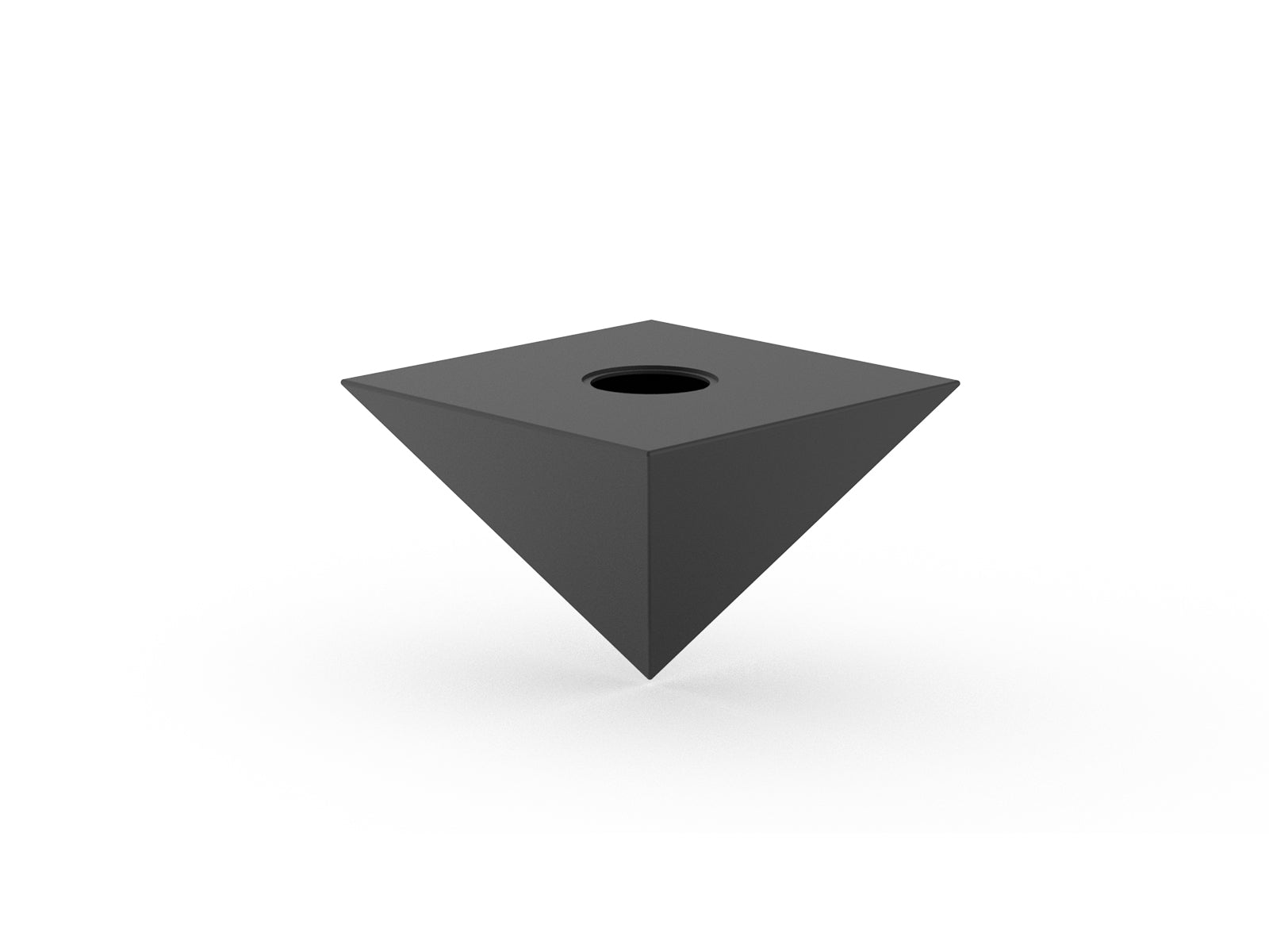 Bijzondere urn in pyramide vorm van zwart rvs onderkant