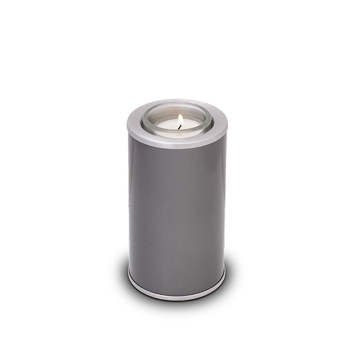 urn met kaarshouder grijs zilver