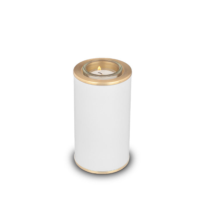 urn met kaarshouder wit goud