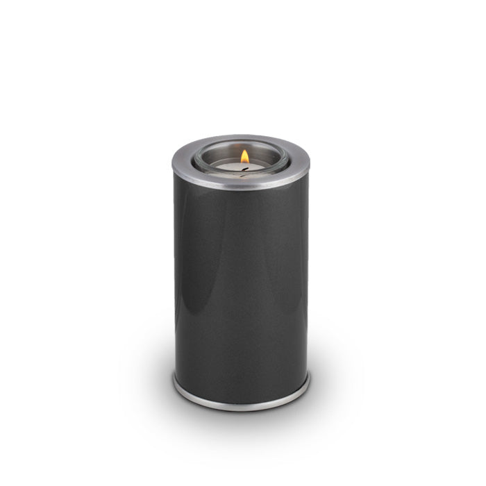 urn met kaarshouder zwart zilver