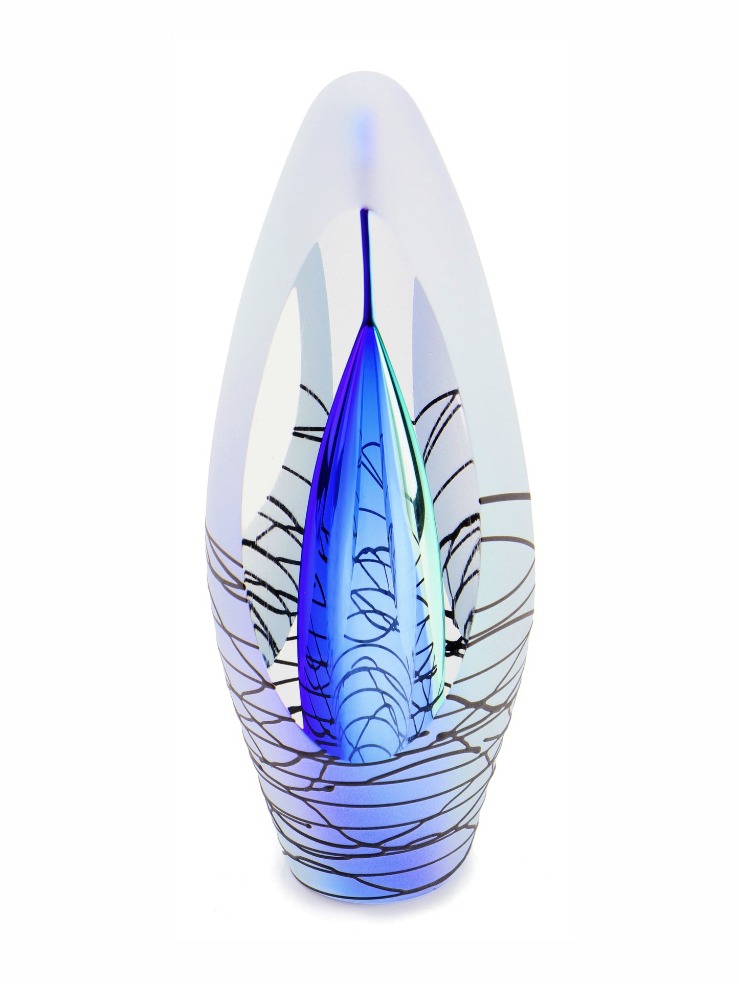 urn van kristalglas donkerblauw