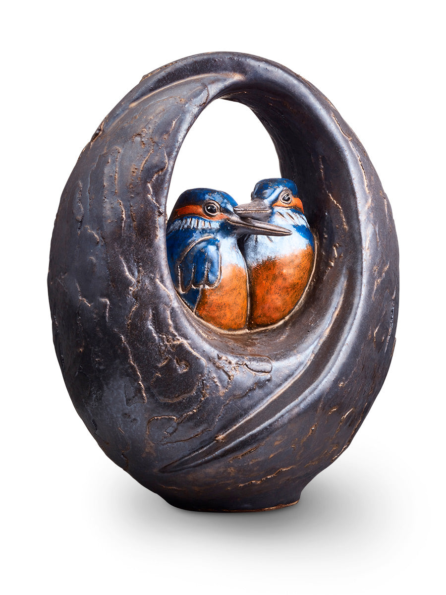 Urn van kermiek 2 vogels