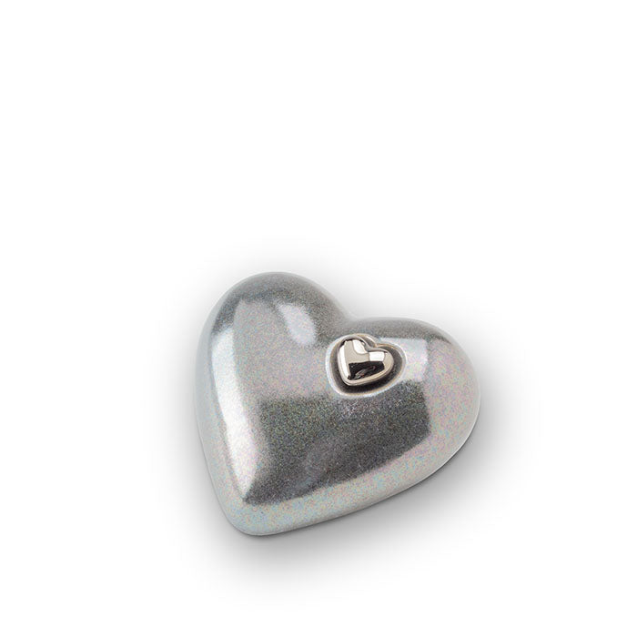 Urn van keramiek hartje zilver