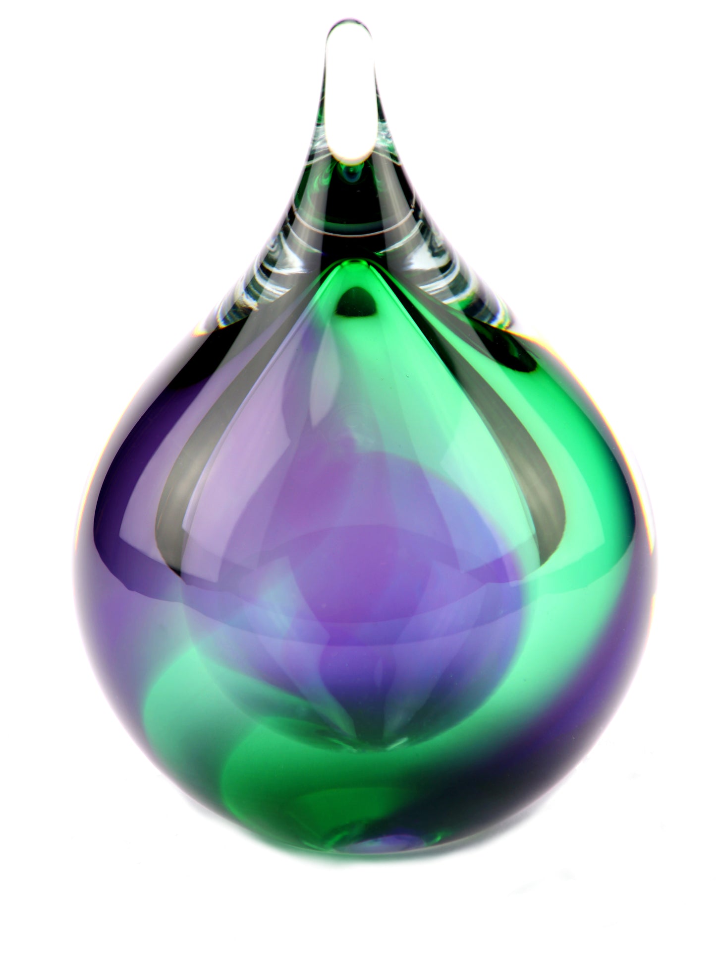 Urn van kristalglas in de kleur groen paarS