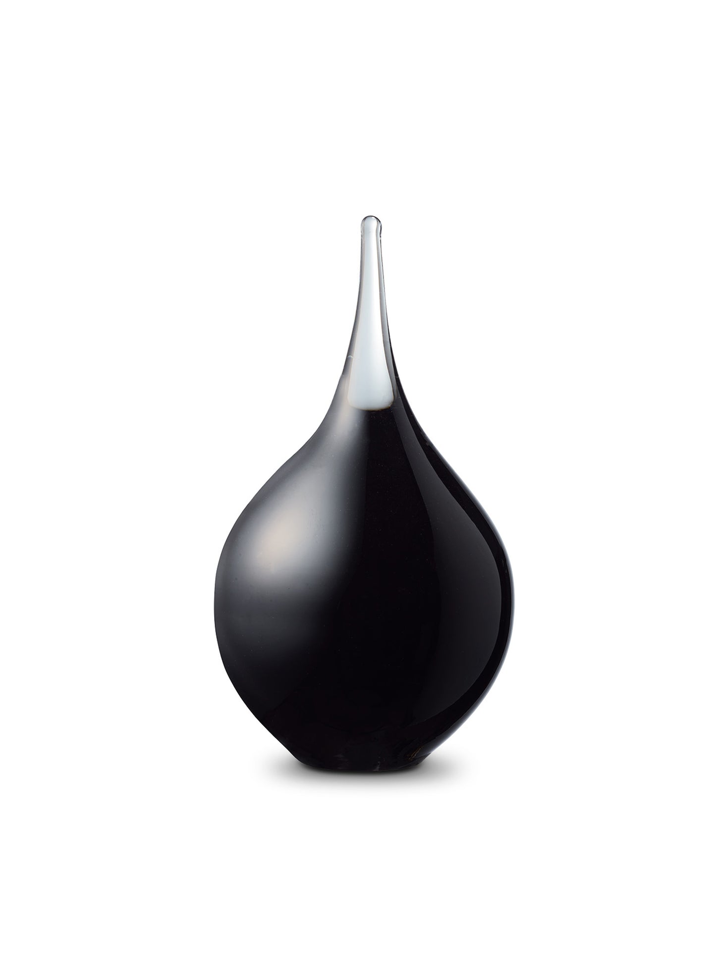 Een transparante urn van zwart kristalglas