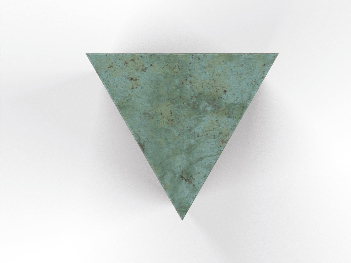 Urn als driehoek in de kleur groen van brons