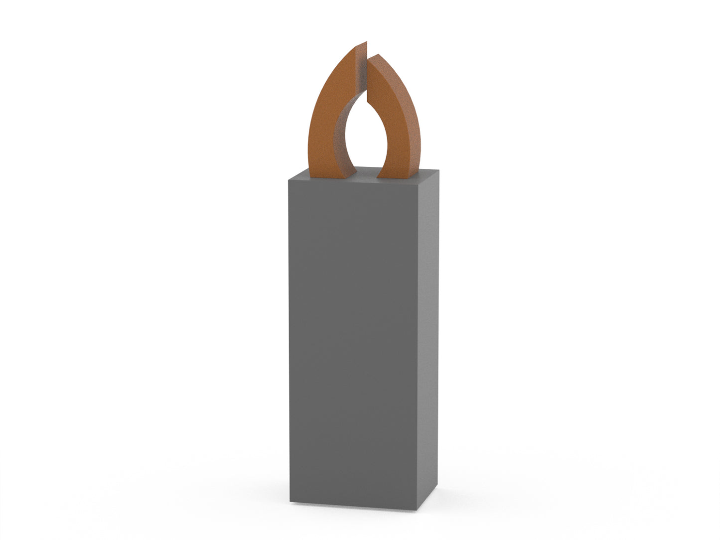urn van cortenstaal met bogen