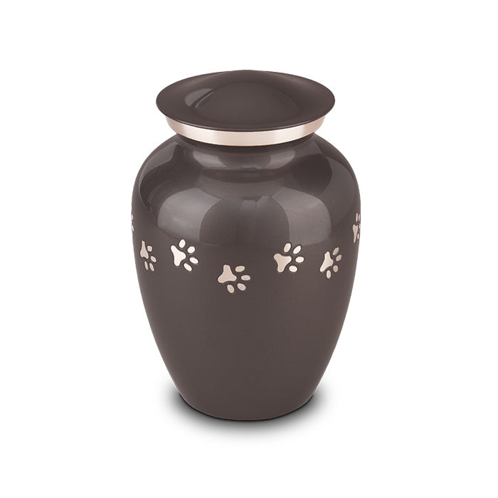 Dierenurn met pootjes modern grijs zilver