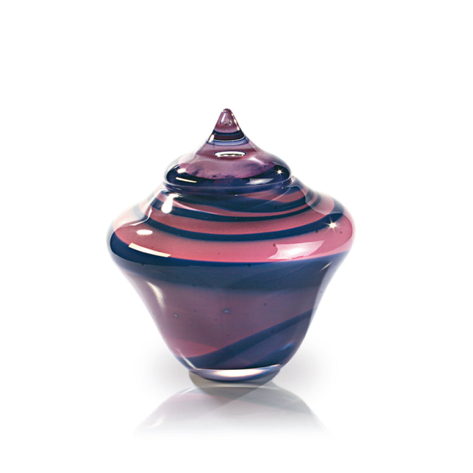 urn van glas in de kleur blauw roze