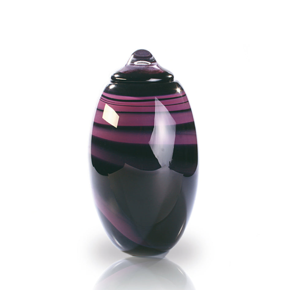 glazen urn zwart met paars