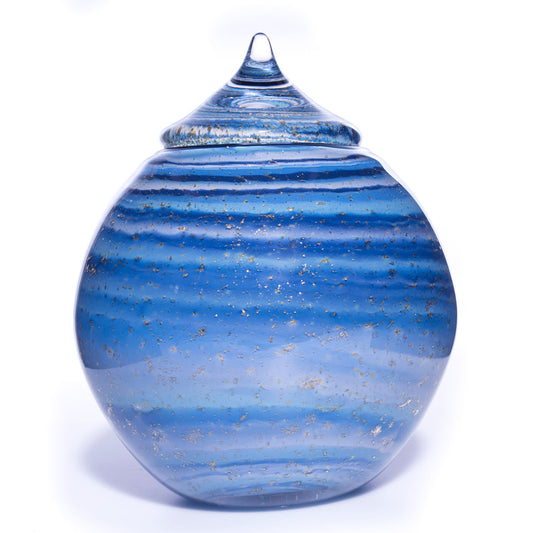 glazen urn pot in de kleur blauw