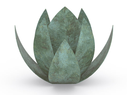 Urn in de vorm van een lotus groen brons