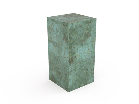 Bronzen urn in de kleur groen als blok
