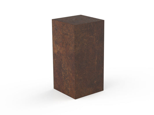 Bronzen urn in de vorm van een blok zijkant