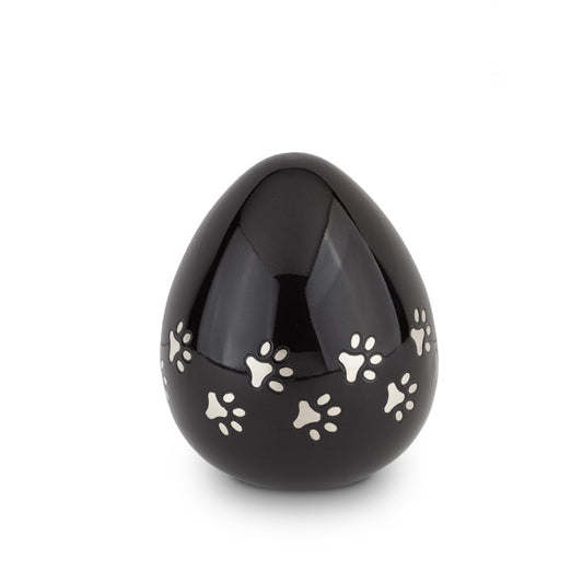 Dieren urn met eivorm in de kleur zwart