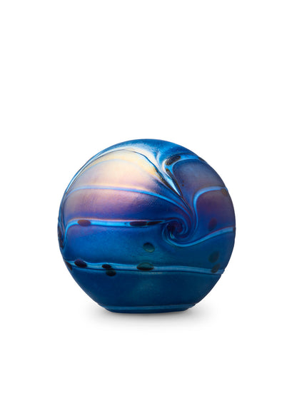 Urn balvorm blauw van kristalglas