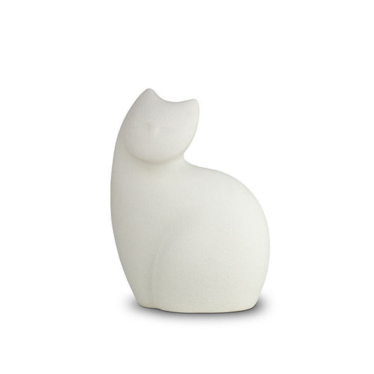 Porseleinen urn zittende kat
