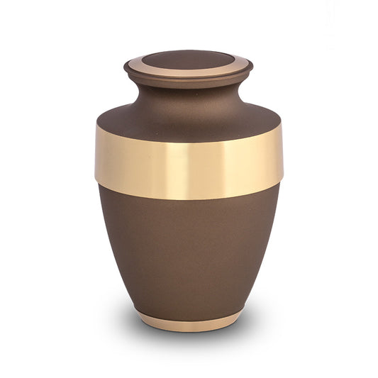 Moderne urn in de kleur bruin goud 