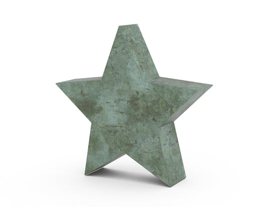 urn als bronzen ster in de kleur groen 
