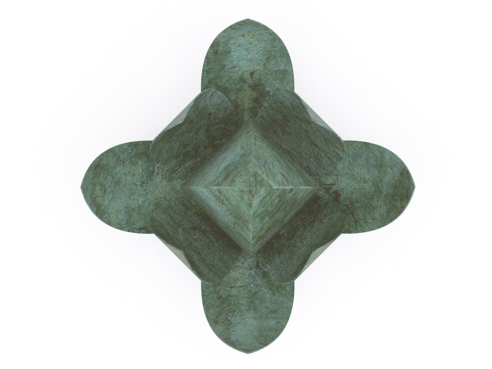 Urn in de vorm van een lotus groen brons