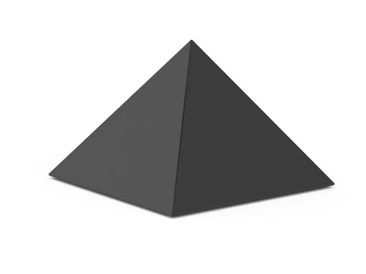Bijzondere urn in pyramide vorm van zwart rvs