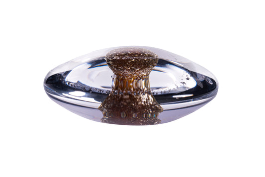 glazien reliek urn discus met de kleur bruin 