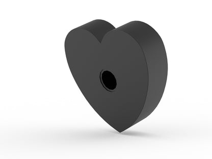 urn in hartvorm van zwart rvs achterkant