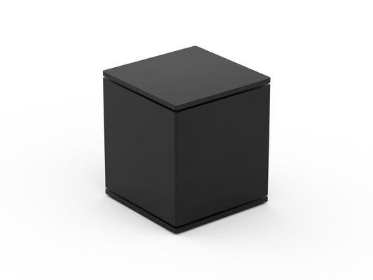 Bijzondere vierkante urn van zwart rvs