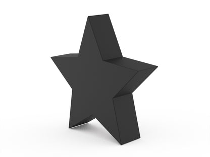 Zwarte urn in de vorm van een ster van rvs