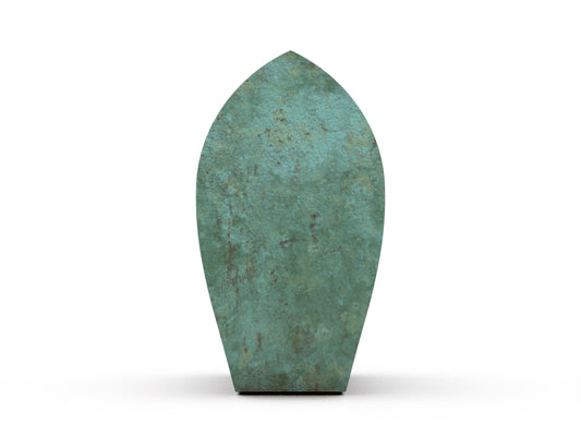 bronzen urn in het groen tulp vorm