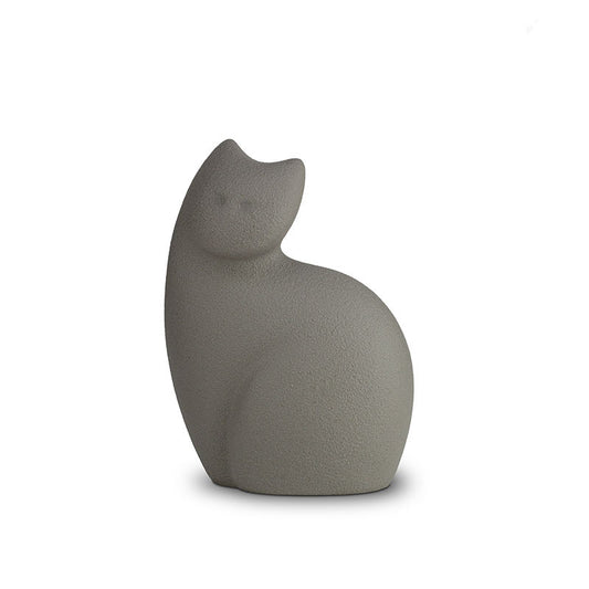 Porseleinen urn zittende kat